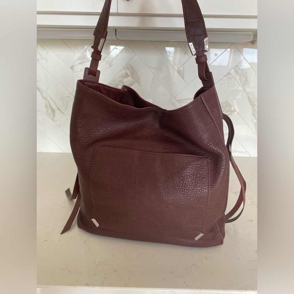 All Saints Burgundy Leather Vincent North Tote Bag - Picture 5 of 13